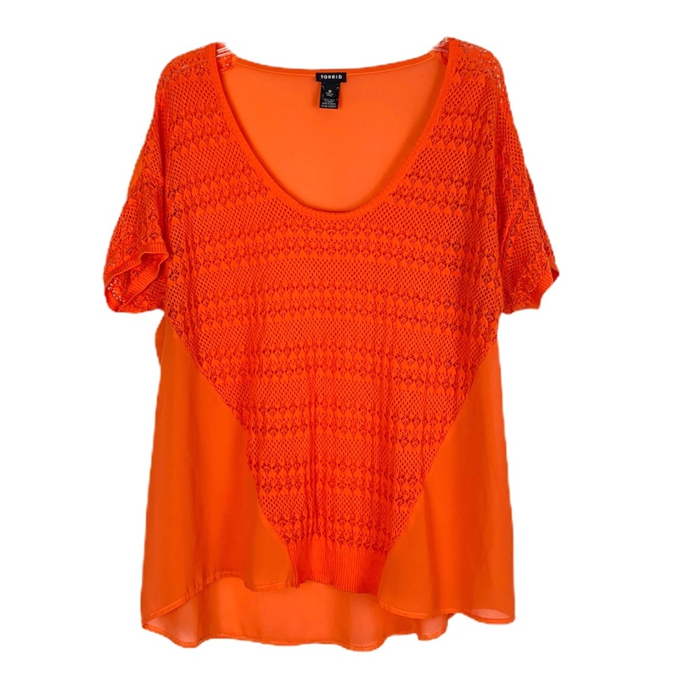 Torrid orange knit front detailing sheer b…